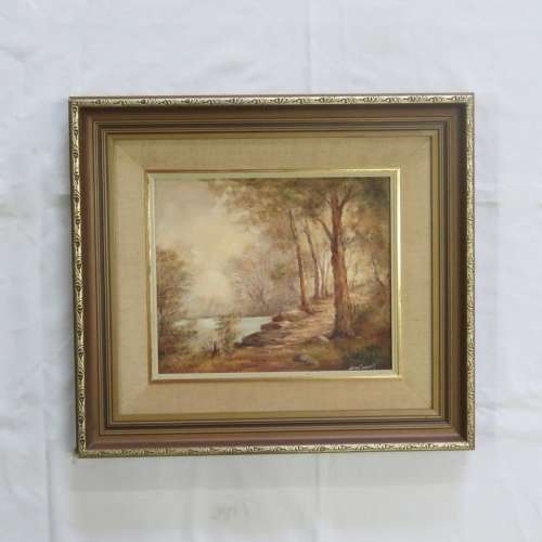 June Tuckett oil on board painting - Size with frame 44 x 49 cm - Size without frame 24 x 29 cm