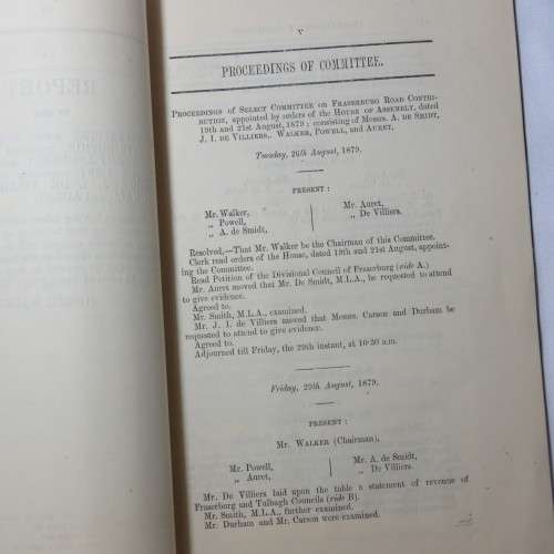 1879 Cape of Good Hope report ordered by the House of Assembly on the Fraserburg Road