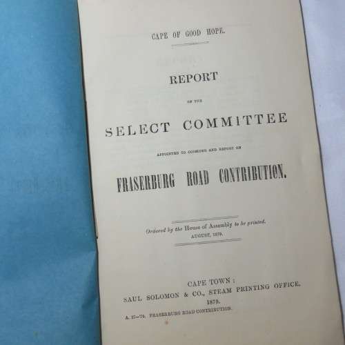 1879 Cape of Good Hope report ordered by the House of Assembly on the Fraserburg Road