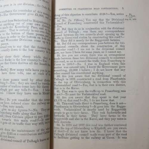 1879 Cape of Good Hope report ordered by the House of Assembly on the Fraserburg Road