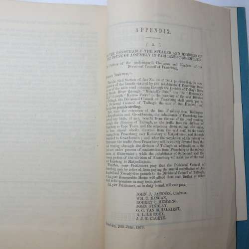 1879 Cape of Good Hope report ordered by the House of Assembly on the Fraserburg Road