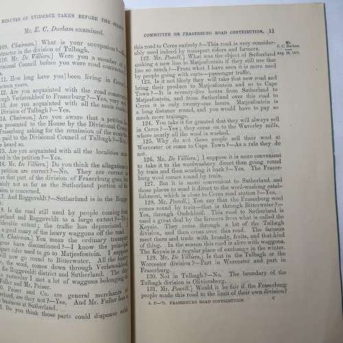 1879 Cape of Good Hope report ordered by the House of Assembly on the Fraserburg Road