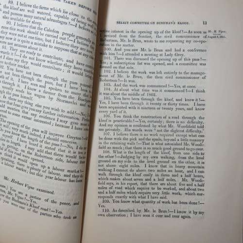 Original 1865 Cape of Good Hope Report of the select committee on the Bushman`s Kloof road
