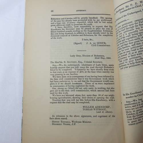 Original 1865 Cape of Good Hope Report of the select committee on the Bushman`s Kloof road