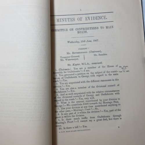 Original 1867 Report ordered by the House of Assembly of the Cape of Good Hope