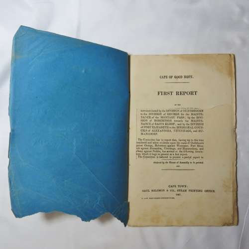 Original 1867 Report ordered by the House of Assembly of the Cape of Good Hope