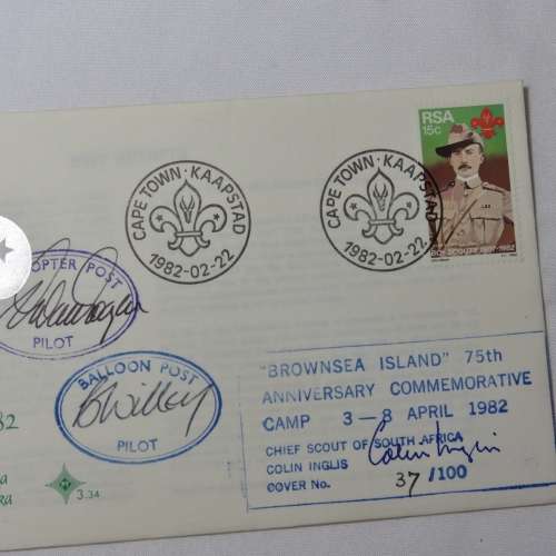 RSA Boy scouts signed cover - Helicopter post and Balloon post - Cover no. 37/100
