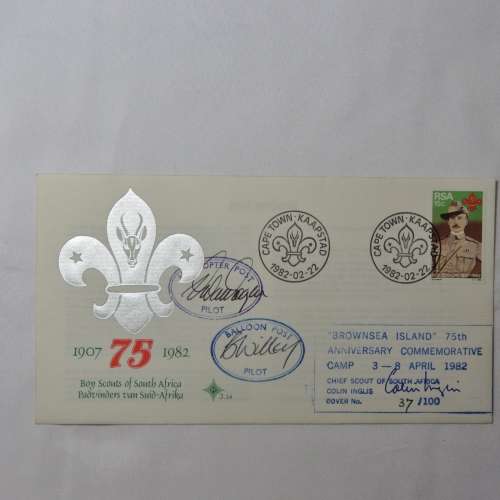 RSA Boy scouts signed cover - Helicopter post and Balloon post - Cover no. 37/100