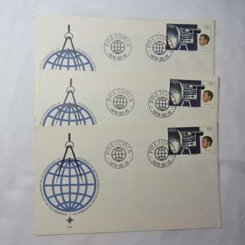 Lot of 3 RSA 3.12 First day covers - Two with Blue dot variation top left