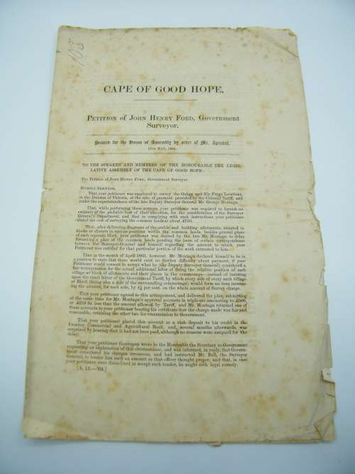 1864 Cape of Good Hope petition of John Henry Ford - as per photo