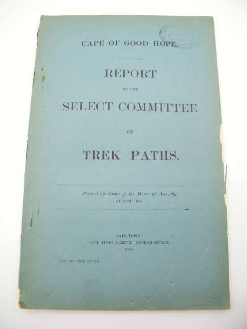 1906 Cape of Good Hope report ordered by the House of on Trek Paths - as per photo