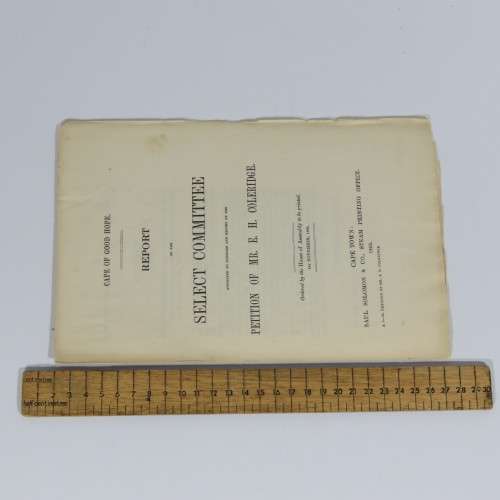 1866 Cape of Good Hope report of the select committee on the petition of Mr E.H. Coleridge