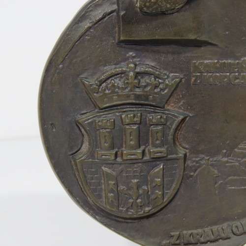 Bronze polish medallion with stone from church - Pogoria Pan Am Poland - International Glass Afloat