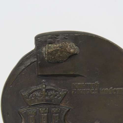 Bronze polish medallion with stone from church - Pogoria Pan Am Poland - International Glass Afloat