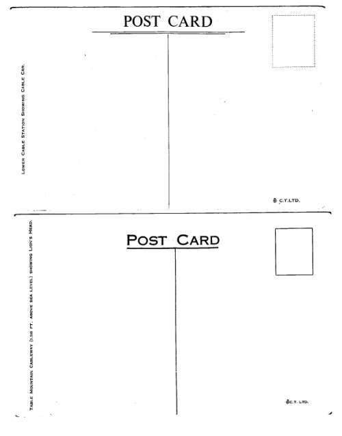 Set of 5 postcards - Cape Town Cableway - UNUSED - more than 50 years old