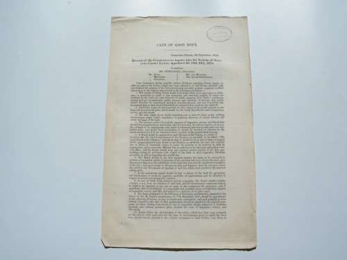 1854 Cape of Good Hope Report on the system of selling Crown Lands - Chairman JF Ziervogel