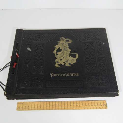 Empty vintage photo album - First half previously used - With pack of photo corners