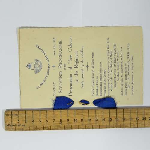 1931 Durban Light Infantry Souvenir Programme - Presentation of New Colours