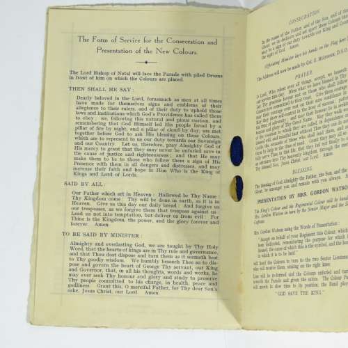 1931 Durban Light Infantry Souvenir Programme - Presentation of New Colours