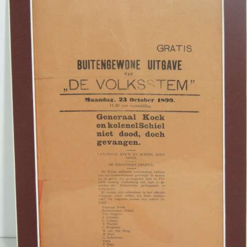 Boer pamphlet - 1899 stating that General Kock and Colonel Schiel lives, but were captured - RARE