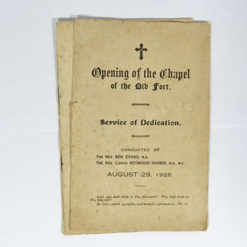 1926 Opening of the Chapel of the old fort program (Durban Light Infantry)