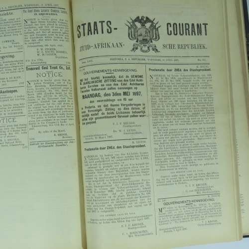 Bound Volumes of March, April and May 1897 Government Gazettes of the ZAR - Just before the Boer War