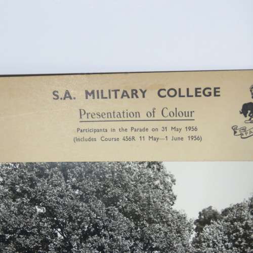 SA Union Defence Force SA Military College original photo - 1956 Presentation of colour with names