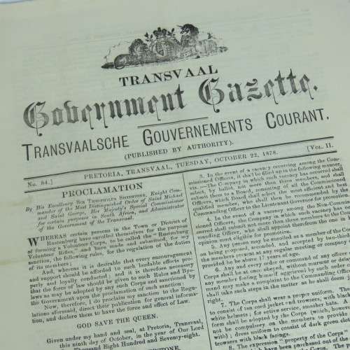 Transvaal Government Gazette - 22 October 1878