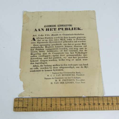 General notice to the public of an meeting on 5 May 1864 with regard to the Welfare of the country