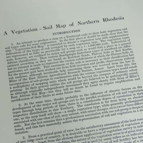Northern Rhodesia 1950 Vegetation soil map in excellent condition