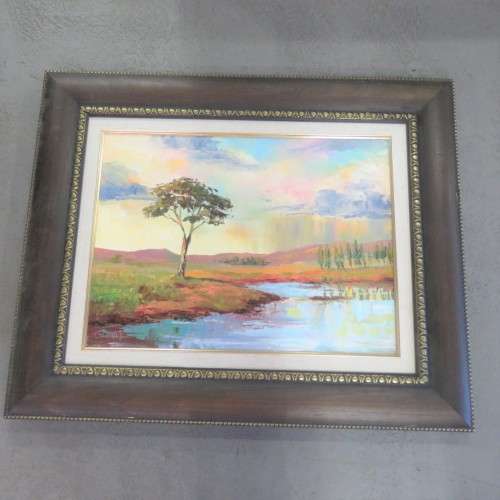 Cobus Van Wyk landscape oil painting - Frame size: 87cm x 72cm - Art size: 59cm x 44.5cm