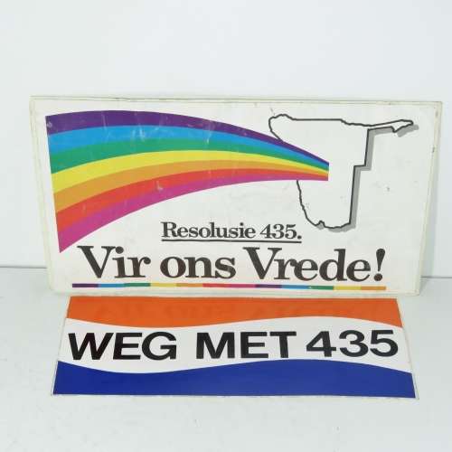 Original stickers both Pro and Anti Resolution 435 (South West Africa Border War)