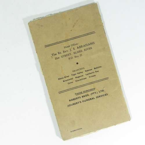 Oorspronklike Hulpsame Christelike Broedersbond Spaarboekie - Funeral service plan