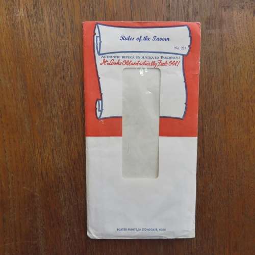 Rules of the Tavern - No.227 Authentic replica on Antiqued parchment