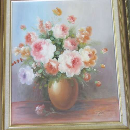 flower scene painting by J.Justin