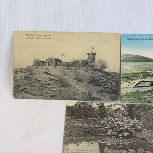 3 Antique DSWA postcards with scenes from Windhoek, South West Africa