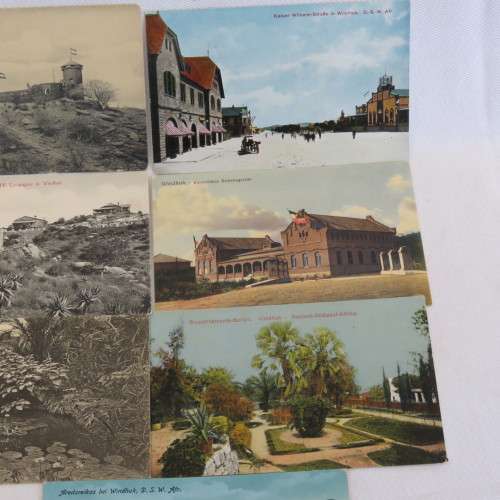 7 Antique DSWA postcards with scenes from Windhoek, South West Africa
