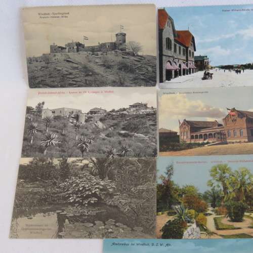 7 Antique DSWA postcards with scenes from Windhoek, South West Africa