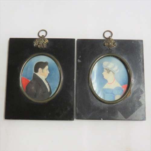1824 Pair of small paintings by Francis Robinson - Signed by artist