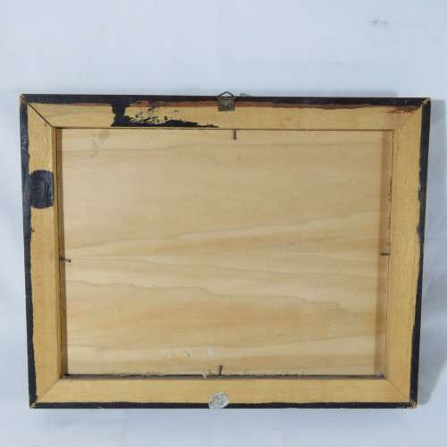 Framed wooden artwork - Small town in valley