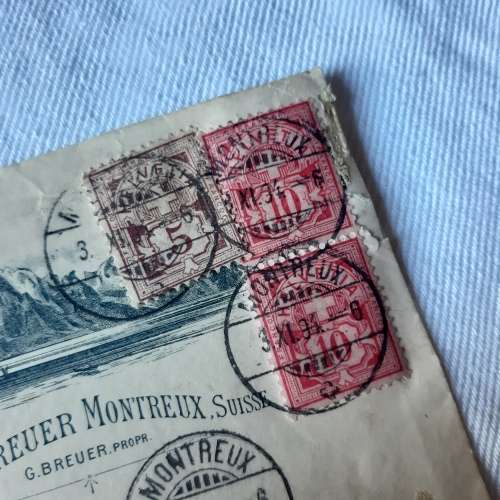 Postal cover from Montreux on Hotel Breuer Montreux Suisse stationary - Dated 3 November 1894