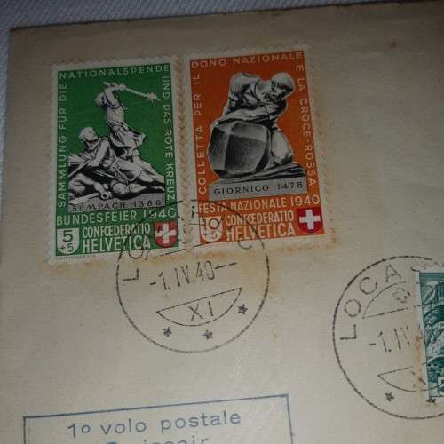 Postal cover from Locarno, Barcelona dated 10 April 1940 with 6 Barcelona stamps