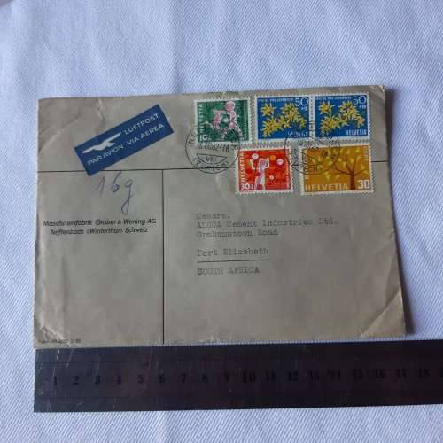 Airmail cover from Neftenbach, Zurich to Port Elizabeth, South Africa - Dated 6 December 1918