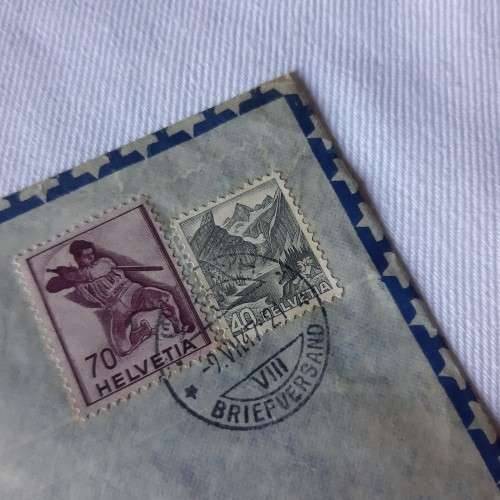 Airmail cover from Zurich to Cape Town, South Africa with 2 Swiss stamps - Dated 9 July 1921