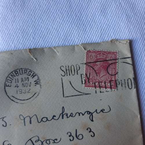 Airmail cover from Edinburgh to Madras, India with sixpence stamp - Dated 4 November 1932