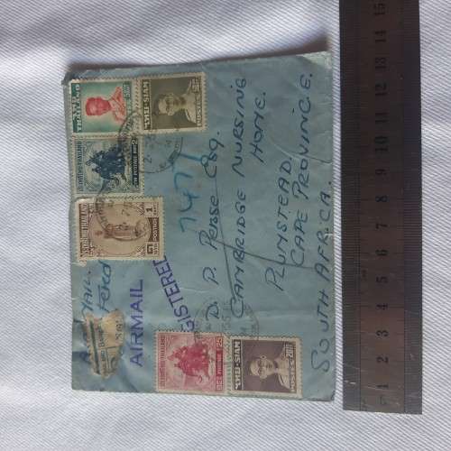 Airmail cover from Thailand to Plumstead, South Africa with 6 Thailand stamps - Dated 2 July 1955