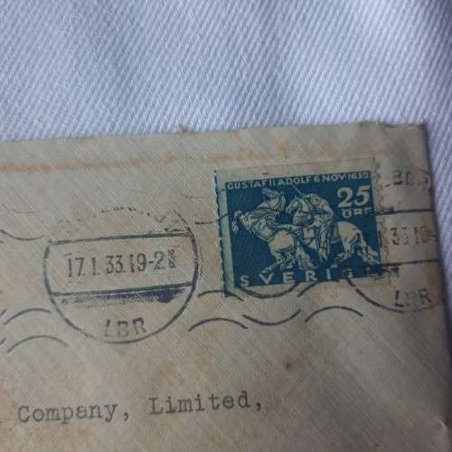 Postal cover from Gothenburg, Sweden to South Africa with 25 ore stamp - Dated 17 January 1919