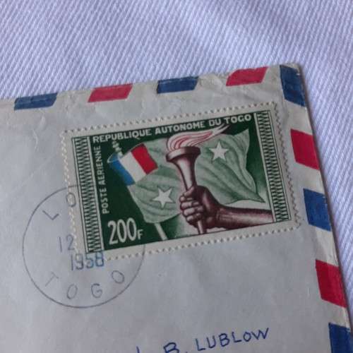 Airmail cover from Lome to New York, USA with 2x25f and 200f stamps - Dated 12 April 1958