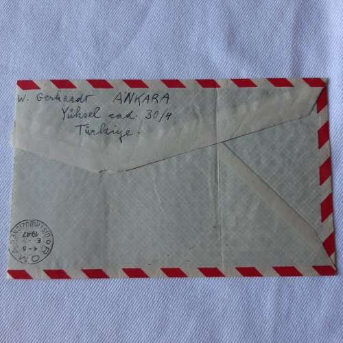 Airmail cover from Ankara, Turkey to Roma, Italy with 5 Turkey stamps - Dated 28 April 1947