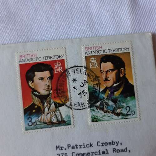 Postal cover from Argentine Islands to Pietermaritzburg, South Africa with 2p and 3p stamps